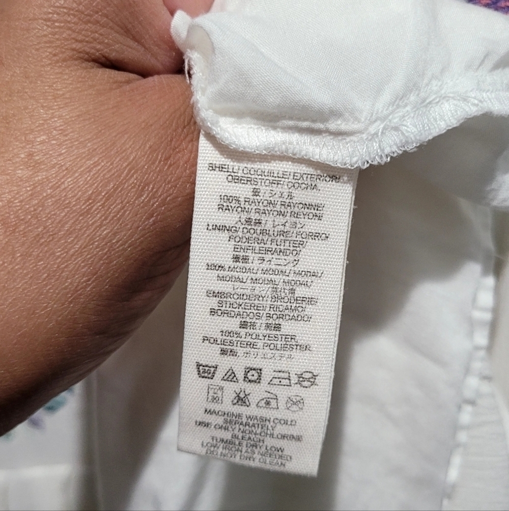 Free People Mia Embroidered Gauze Mini Dress White Boho Peasant Small - Picture 9 of 12